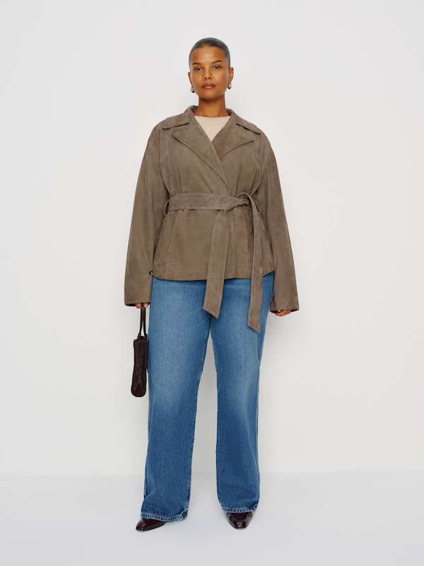 Veda Jaden Cropped Trench Es - Mushroom Suede